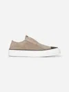 Brunello Cucinelli Taupe Seude Slip On Sneaker In Neutral