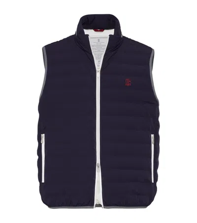 Brunello Cucinelli Down-filled Gilet In Blue
