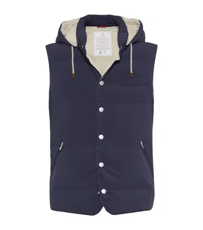 Brunello Cucinelli Down-filled Padded Gilet In Blue
