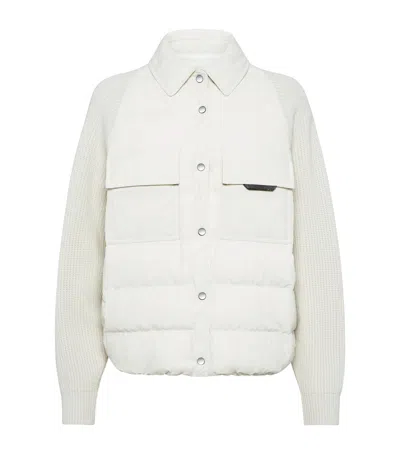 Brunello Cucinelli Down Hybrid Puffer Jacket In White