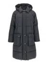 Brunello Cucinelli 'shiny Zipper Pull' Down Jacket In Gray