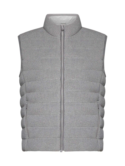 Brunello Cucinelli Women's Dazzling Cotton English Rib Knit Down Vest In Light Grey