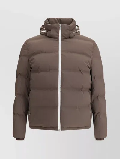 Brunello Cucinelli Down Jacket High-necked Removable Hood In Brown