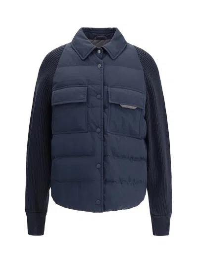 Brunello Cucinelli Down Jacket Navy In Blue
