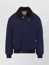 Brunello Cucinelli Tailored Feather Down Jacket With Sheepskin Collar In Blue