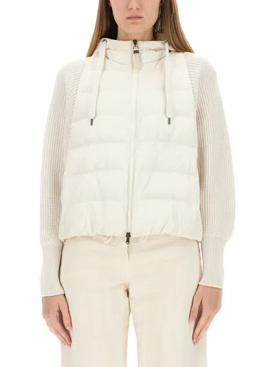 Brunello Cucinelli Down Jacket With Knitted Sleeves