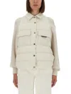 Brunello Cucinelli Two-material Down Jacket With Shiny Flap Detail In White