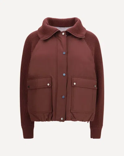 Brunello Cucinelli Bordeaux Polyester Full-length Jacket In Burgundy