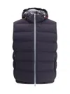 Brunello Cucinelli Hooded Design Quilted Down Vest In Blue