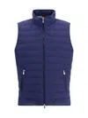 Brunello Cucinelli High Neck Quilted Sleeveless Down Vest In Blue