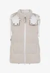 Brunello Cucinelli Sequin-embellished Padded Gilet In Beige