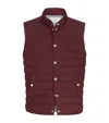 Brunello Cucinelli Lightweight Techno Fabric Down Vest In Brown