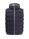 Brunello Cucinelli Hooded Design Quilted Down Vest In Blue