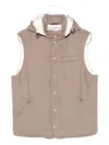 Brunello Cucinelli Sleeveless Down Jacket In Membraned Wool Flannel With Detachable Hood Clothing In Nude
