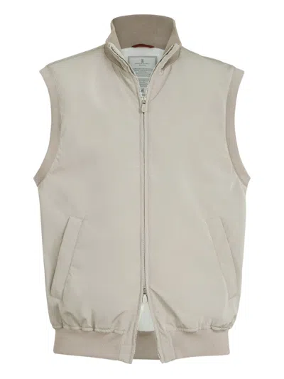 Brunello Cucinelli Down Vest In Neutral
