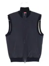 Brunello Cucinelli High Collar Sleeveless Down Vest With Pockets In Blue