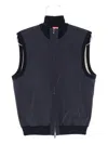 Brunello Cucinelli High Collar Sleeveless Down Vest With Pockets In Blue
