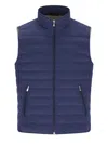 Brunello Cucinelli High Neck Quilted Sleeveless Down Vest In Blue