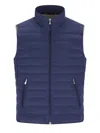 Brunello Cucinelli High Neck Quilted Sleeveless Down Vest In Blue