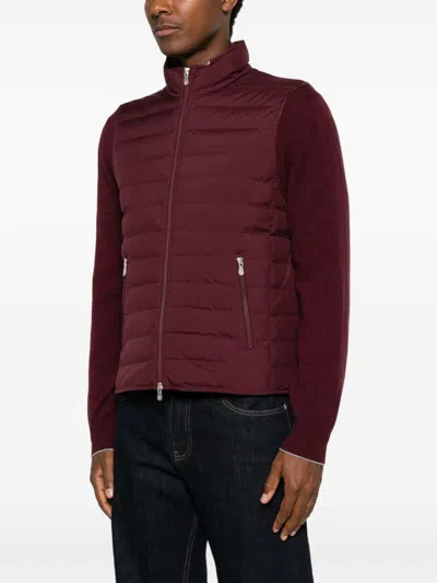 Brunello Cucinelli Down Vest In Burgundy