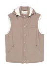 Brunello Cucinelli Sleeveless Down Jacket In Membraned Wool Flannel With Detachable Hood Clothing In Sand