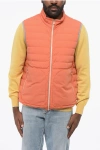Brunello Cucinelli Down Vest With Front Zip In Orange