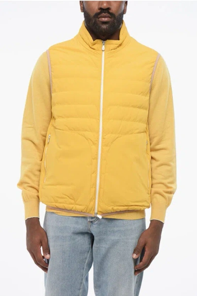 Brunello Cucinelli Down Vest With Front Zip In Yellow
