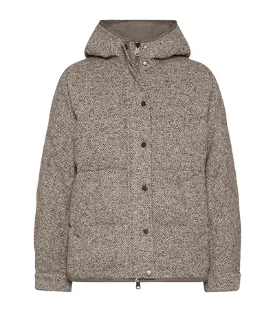 BRUNELLO CUCINELLI DOWN-WOOL-SILK-BLEND HOODED JACKET