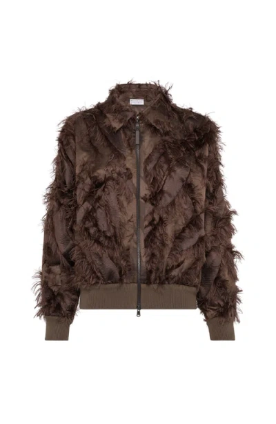 BRUNELLO CUCINELLI BRUNELLO CUCINELLI DRACAENA FIL COUPÉ BOMBER JACKET