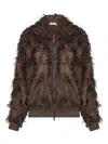 Brunello Cucinelli Dracaena Fringed-details Bomber Jacket In Brown