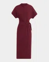 Brunello Cucinelli Drape Short-sleeve Wool Jersey Midi Wrap Dress