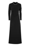 Brunello Cucinelli Elegant Wool Midi Dress With Monili Detail In Anthracite
