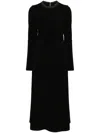 Brunello Cucinelli Elegant Wool Midi Dress With Monili Detail In Black