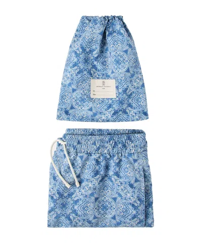 Brunello Cucinelli Drawline Swimming Trunks In Blue