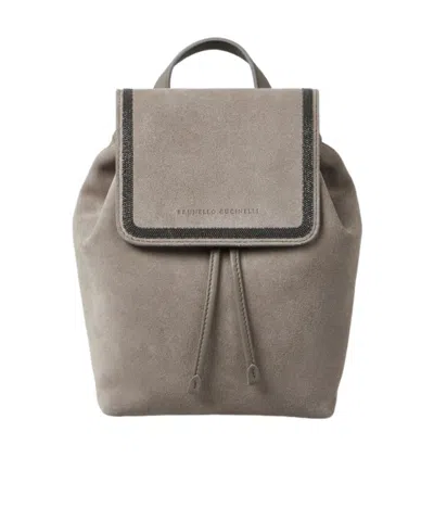 Brunello Cucinelli Drawstring Backpack In Brown