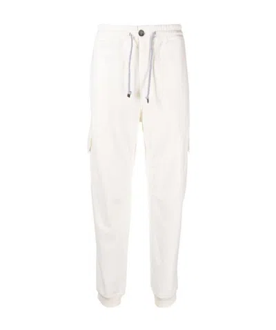 Brunello Cucinelli Drawstring Cargo Cotton Joggers In Gray