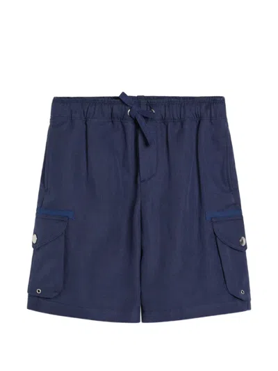 Brunello Cucinelli Kids' Drawstring Cargo Shorts In Blue
