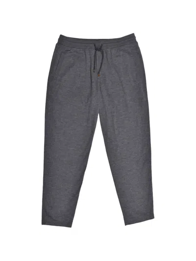Brunello Cucinelli Drawstring Cashmere Track Pants In Gray