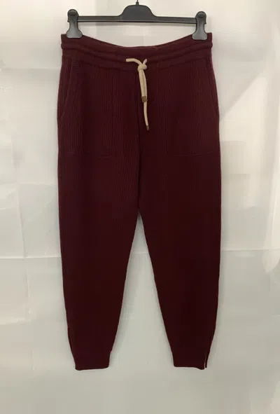 Brunello Cucinelli Drawstring Casual Pants In Burgundy