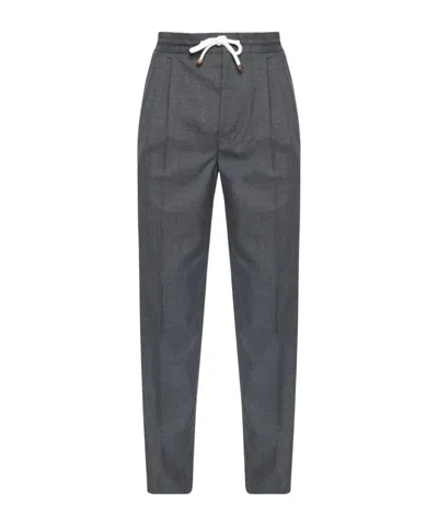 Brunello Cucinelli Drawstring Casual Pants In Gray