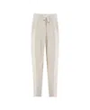 Brunello Cucinelli Cotton Corduroy Drawstring Trousers In Nude