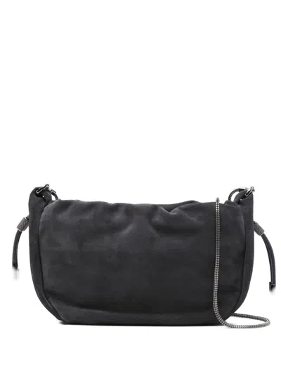 Brunello Cucinelli Drawstring Chain-strap Cross Body Bag In Blue
