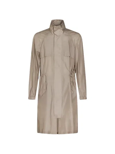 Brunello Cucinelli Drawstring Coat In Gray