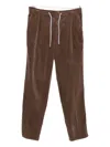 Brunello Cucinelli Brown Ribbed Drawstring Trousers Feature A Ribbed Texture In Brown