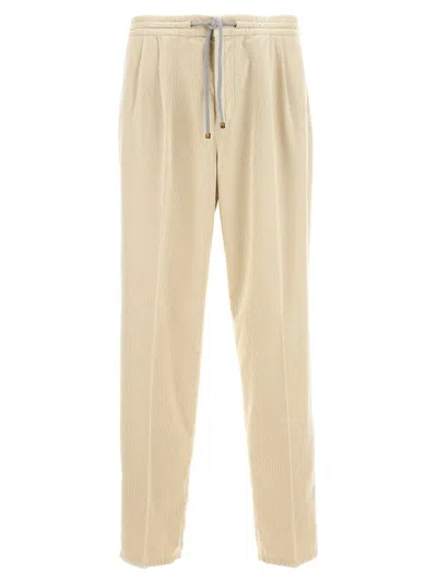 Brunello Cucinelli Corduroy Trousers Elastic Waistband In Beige