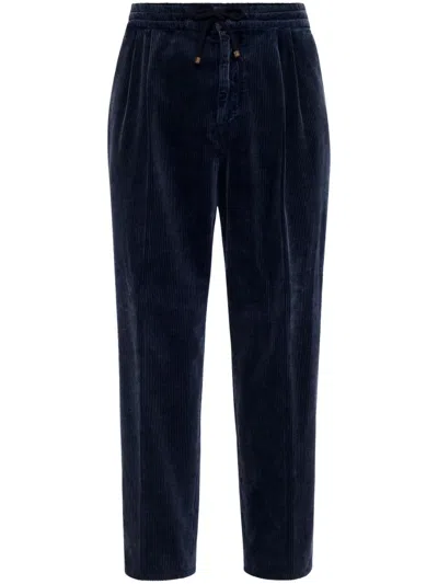 Brunello Cucinelli Leisure Fit Trousers With Drawstring In Blue