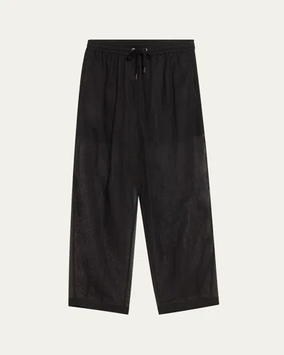 Brunello Cucinelli Drawstring Cotton Gauze Track Pants In Black