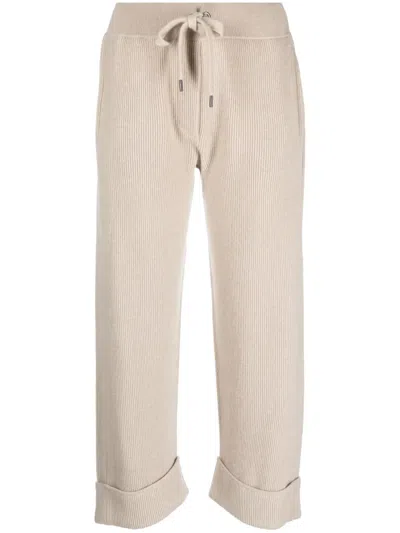 Brunello Cucinelli Drawstring Cropped Track Pants In Neutrals