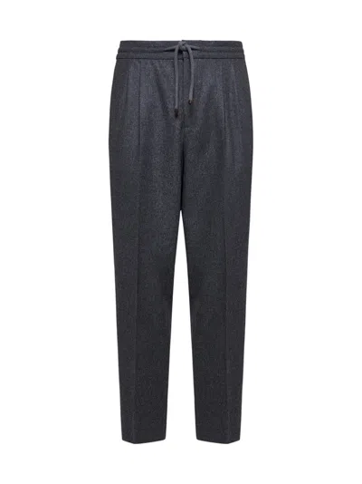 Brunello Cucinelli Drawstring Elastic Waist Pants In Grey