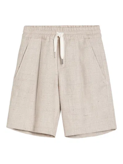 Brunello Cucinelli Kids' Drawstring-fastening Shorts In Gold
